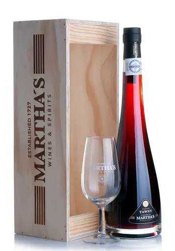 Wine Martha's, Decanter Tobbo Porto Tawny With Wooden Box + Glass